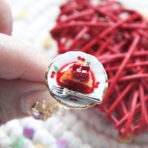 Cherry Pie Ring- miniature food jewelry, food ring, fruit pie ring