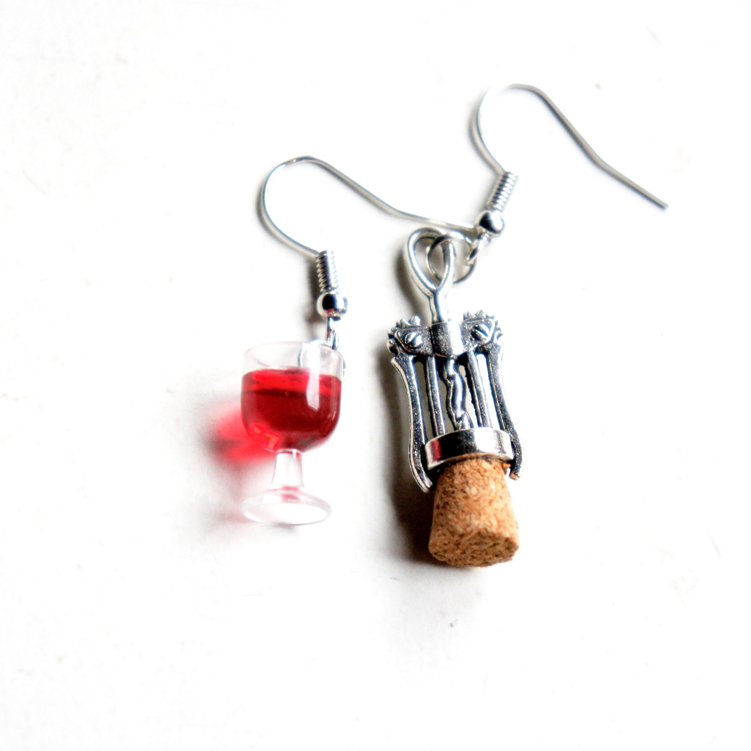 Boucles D'oreilles Pendantes Créatives - Forme Verre à Vin & Bonnet De Noël - Bijoux Fun Pour Fêtes, Noël