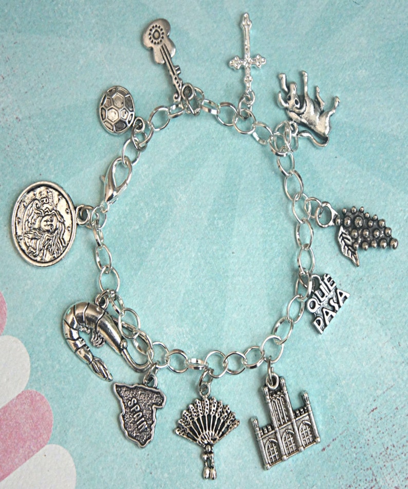 Madrid Spain Charm Bracelet Themed Charm Bracelet Tibetan Etsy