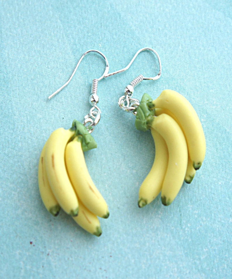 Banana Bunch Earrings Food Jewelry Fruit Earrings Tropical Etsy