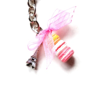 Paris Inspired Key Chain- french macaron key chain, macaron charm