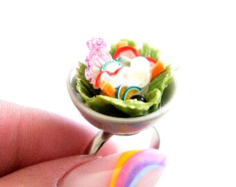 Salad Bowl Ring-miniature food jewelry, food ring