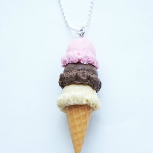 Neapolitan Ice Cream Necklace- miniature food jewelry