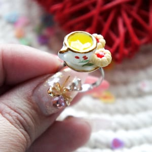 Bague au thé au citron et aux biscuits - bijoux alimentaires miniatures