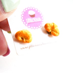 Croissant Stud Earrings- miniature food jewelry, food earrings