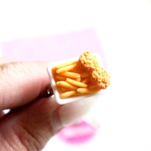 French Fries and Chicken nuggets ring -miniature foods jewelry, food ring
