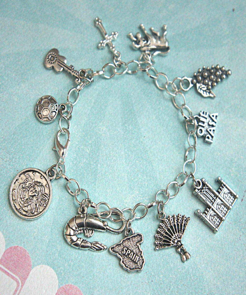 Madrid spain charm bracelet themed charm bracelet tibetan Etsy