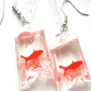 Goldfish in A bag Dangle Earrings