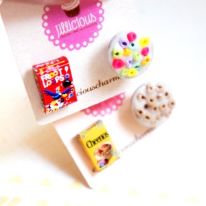 Cereals Stud Earrings- miniature food jewelry, cereals earrings