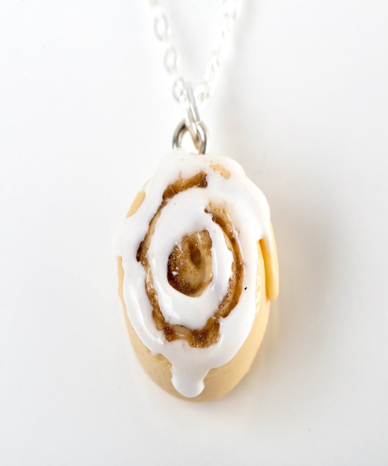 Cinnamon bun necklace miniature food jewelry cinnamon roll Etsy