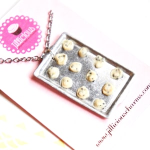 Cookie Dough Sheet Necklace-  miniature food jewelry, cookie necklace