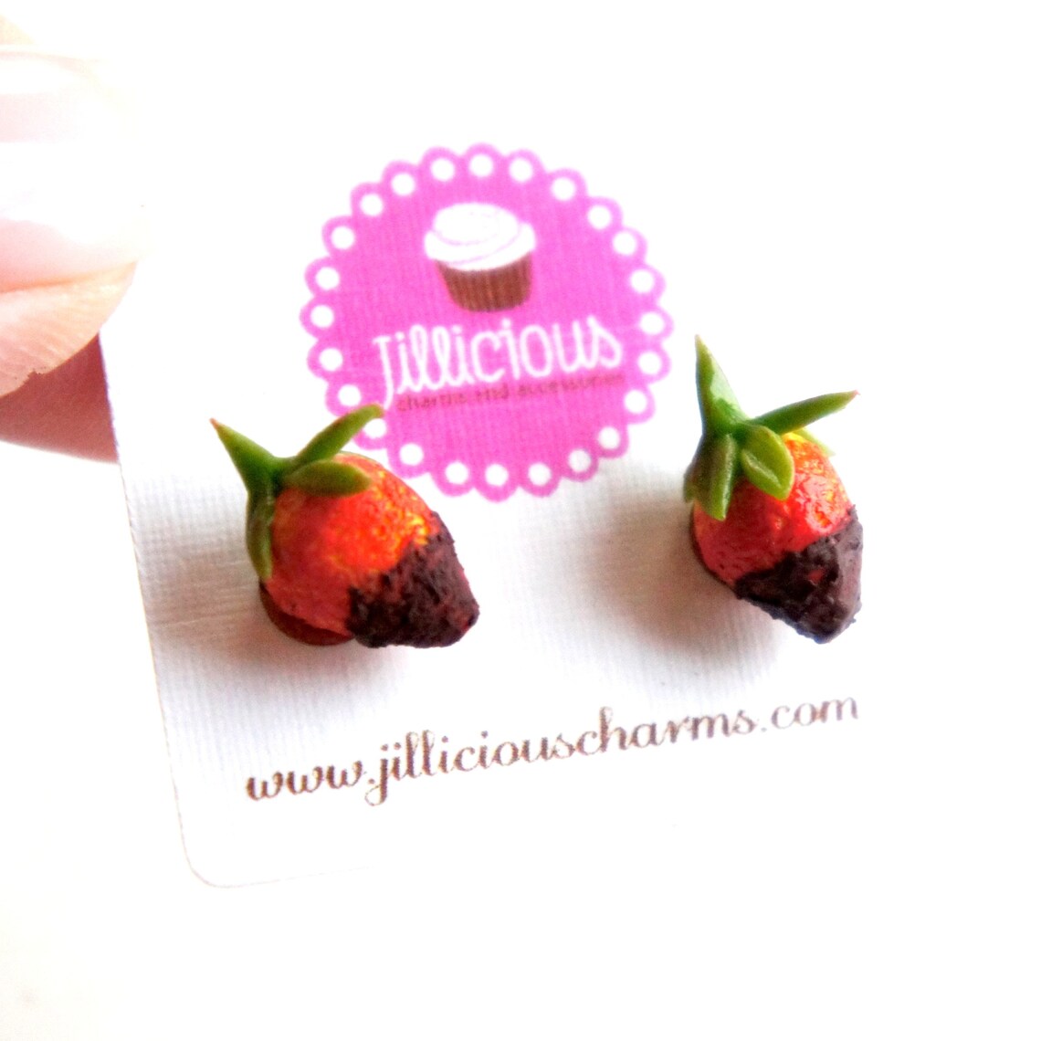 Chocolate Dipped Strawberry Earrings Miniature Food Jewelry Etsy