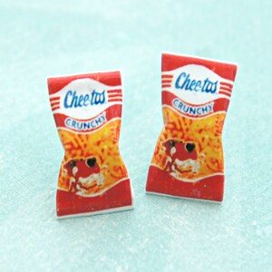 Vintage Cheetos Stud Earrings-miniature food jewelry, junk food jewelry image 4