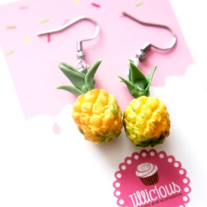 Pineapple Dangle Earrings: Handmade Polymer Clay Food Jewelry