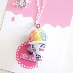Snow Cone Necklace- miniature food jewelry, shaved ice necklace