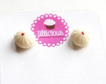 Steamed Buns Earrings- miniature food, dim sum