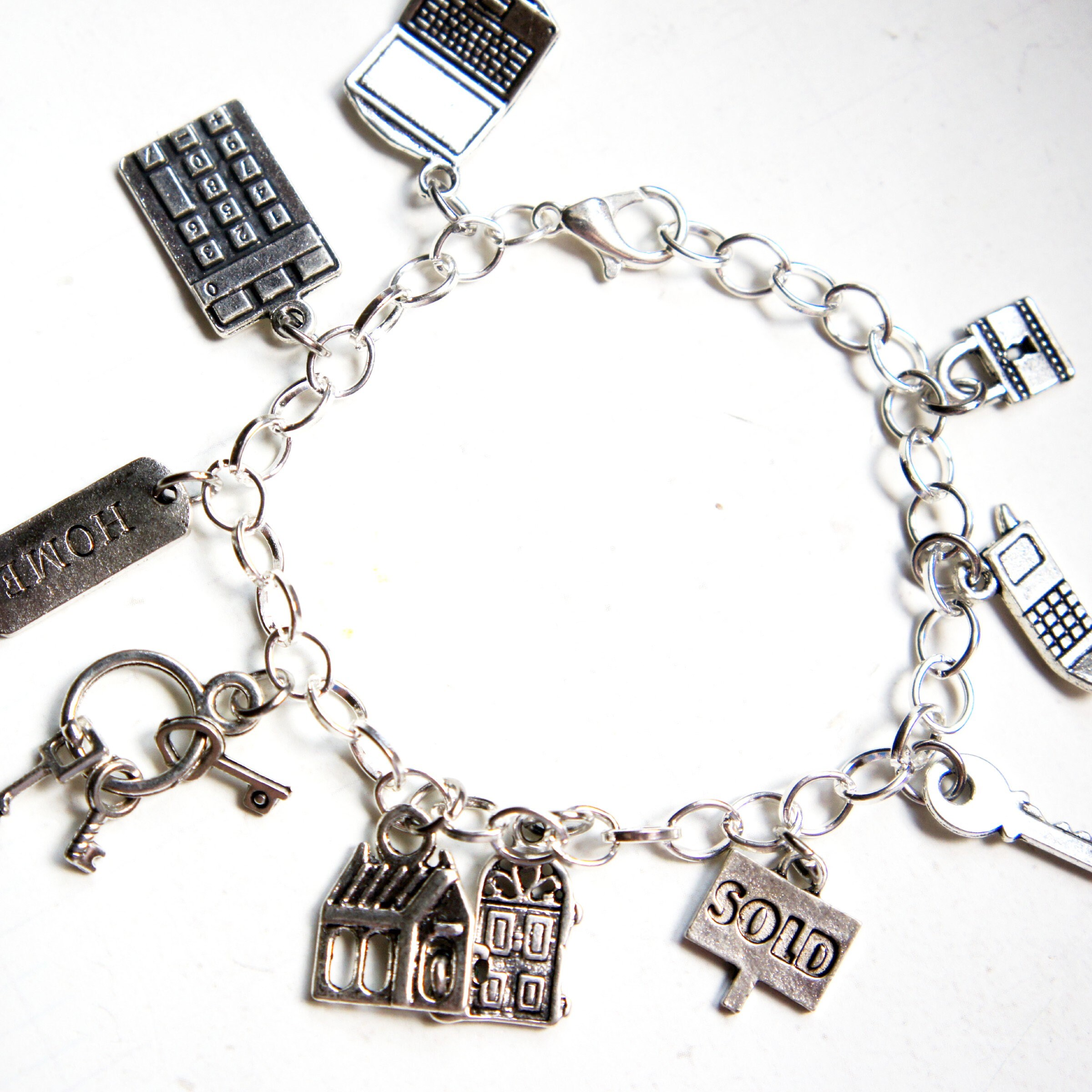Realtor Charm Bracelet -real estate charm bracelet, Tibetan silver charm bracelet, themed bracelet, profession charm bracelet