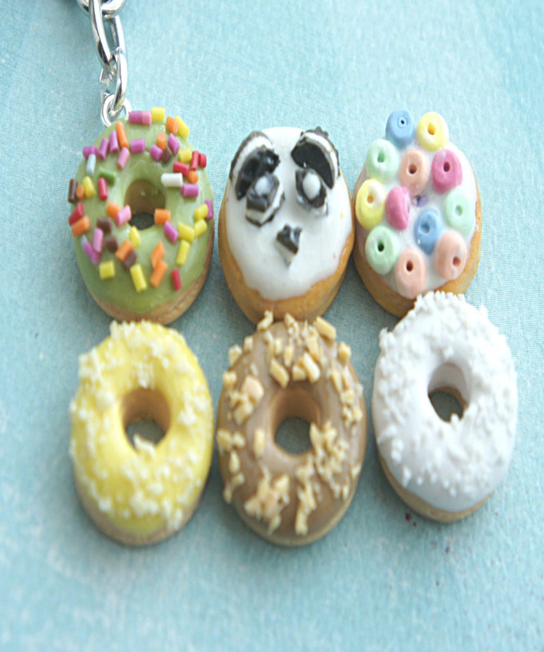Donut and Coffee Keychain Donut Charm Coffee Charm Doughnut Etsy