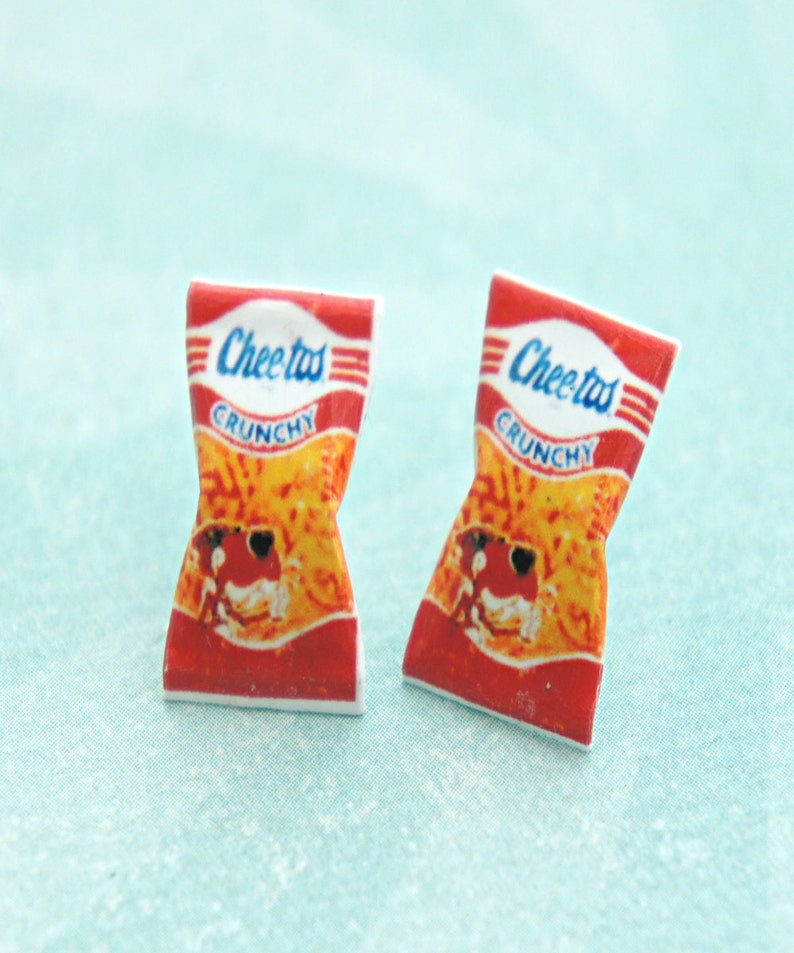 Vintage Cheetos Stud Earrings-miniature food jewelry, junk food jewelry image 3