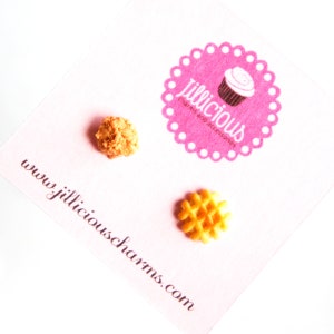 Waffle Fries and Chicken Nuggets Stud Earrings-miniature food jewelry