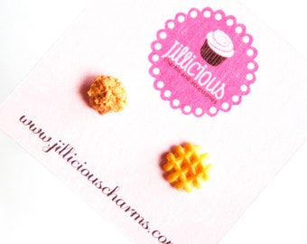 Waffle Fries and Chicken Nuggets Stud Earrings-miniature food jewelry