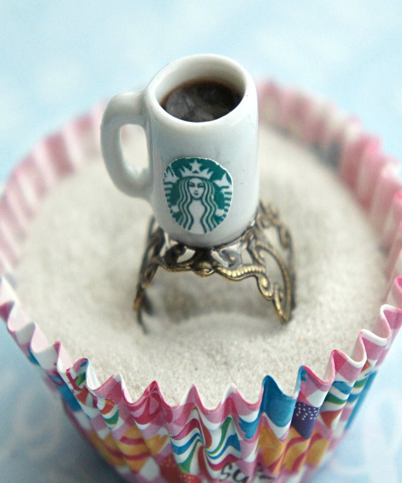 Starbucks Coffee Ring Miniature Food Jewelry Coffee Ring Etsy