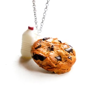 Cookie and Milk Necklace-food necklace, food jewelry, miniature food