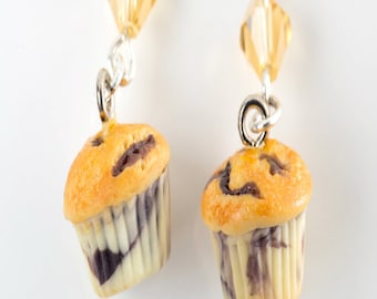 Blueberry Muffin Earrings- food jewelry, breakfast earrings