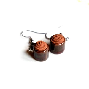 Hot Chocolate Dangle Earrings-miniature food jewelry, food earrings