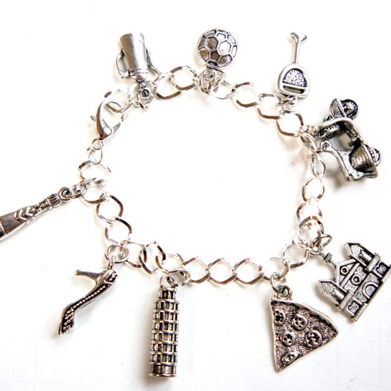 Sterling Silver Charm Bracelet Israeli Jewelry Charm Bracelet Chain Italian  Bracelet Charm Bracelet Italy Linked Bracelet 