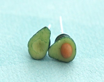 Avocado Stud Earrings- miniature food jewelry, food earrings, fruit earrings