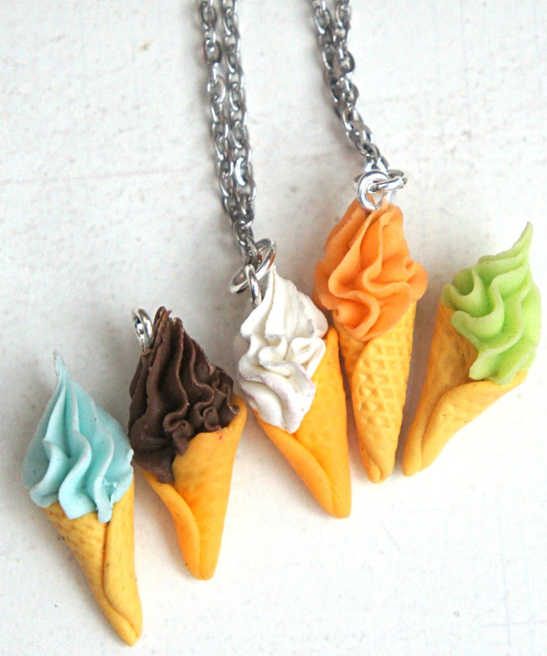 Soft Serve Ice Cream Necklace miniature food jewelry dessert Etsy