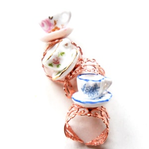 Bague tasse à thé - bijoux culinaires miniatures