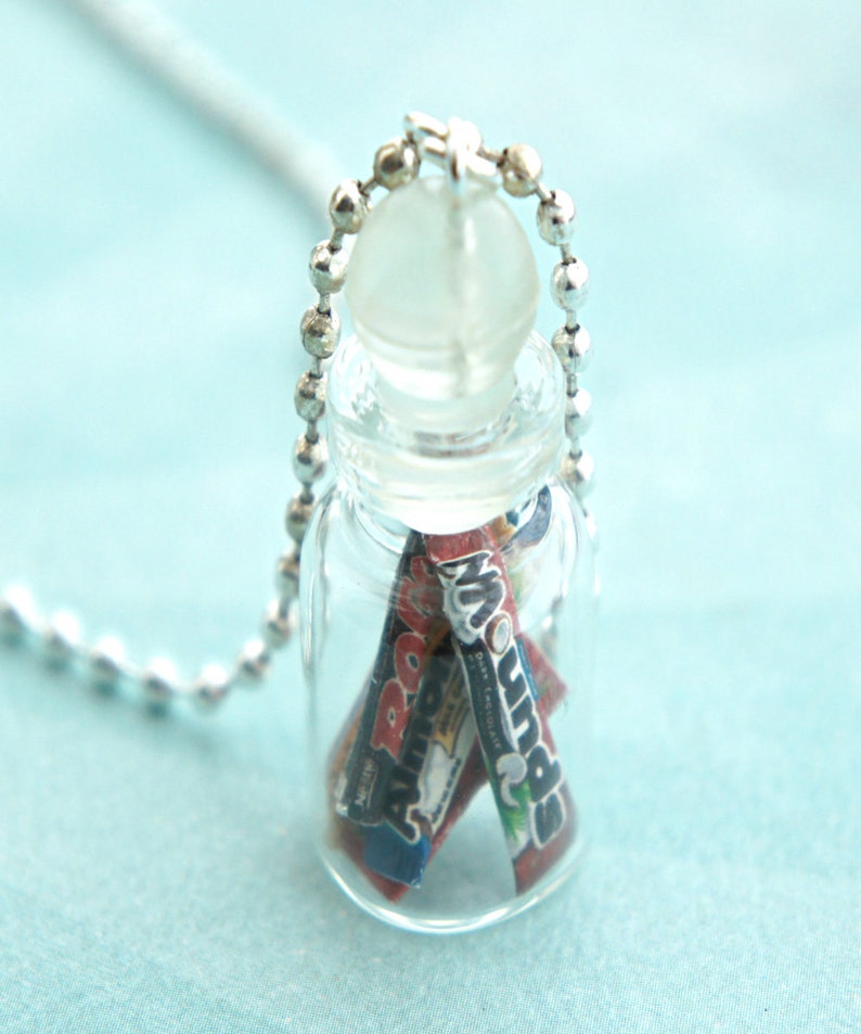 Candies in a Jar Necklace Miniature Food Jewelry Bottle Etsy