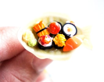Miniature Sushi Plate Ring: Polymer Clay Food Jewelry