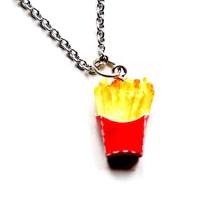 French Fries Necklace- fast food jewelry, miniature food jewelry