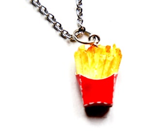 French Fries Necklace- fast food jewelry, miniature food jewelry