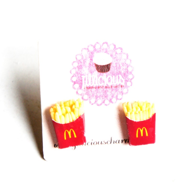 French Fries Earrings miniature food jewelry, food earrings, fast food jewelry image 2