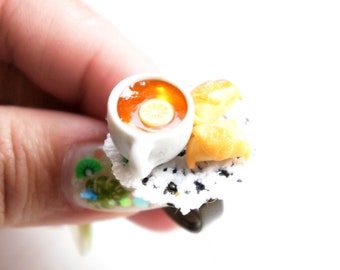Croissants and Tea Ring- miniature food jewelry, food ring