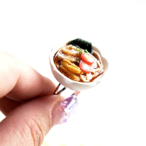 Ramen Noodles Ring- miniature food jewelry, noodles ring, soup ring