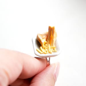 Grilled Cheese Sandwich and Fries Ring-miniature food jewelry, food ring