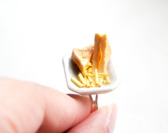 Grilled Cheese Sandwich and Fries Ring-miniature food jewelry, food ring