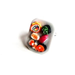 Sushi Plate Ring- miniature food jewelry, sushi jewelry