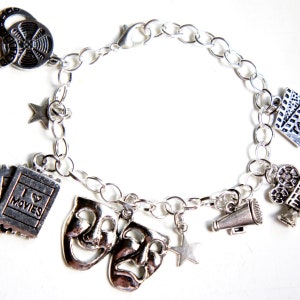 Theater Actor Charm Bracelet -Hollywood charm bracelet, Tibetan silver charm bracelet