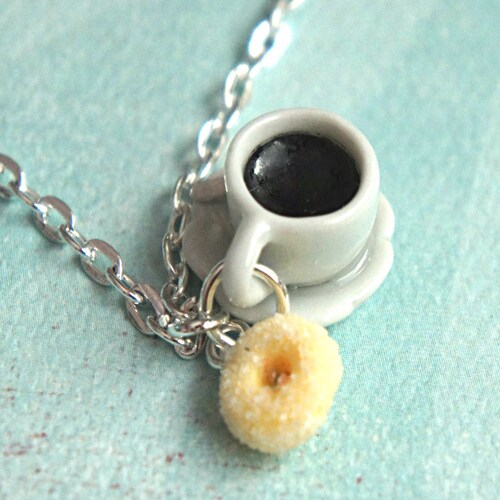 Donut Plate and Coffee Necklace Miniature Food Jewelry - Etsy