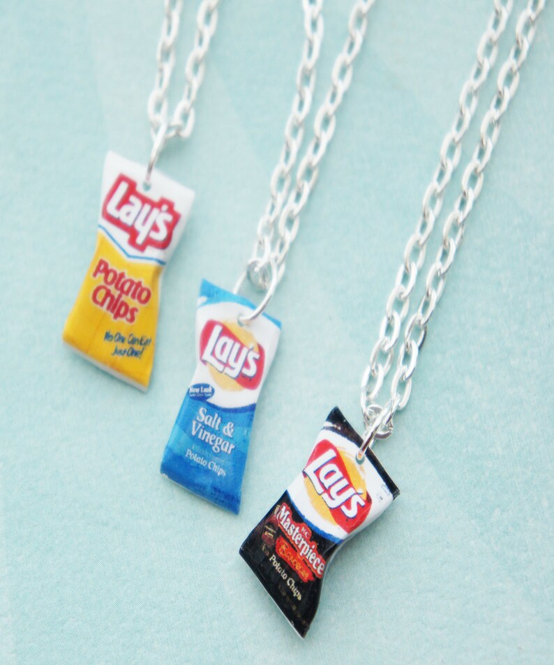 Potato chips necklace miniature food jewelry food necklace Etsy
