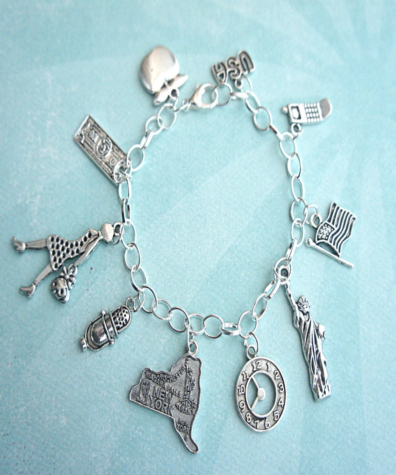 New yorker charm bracelet-new york city charm bracelet | Etsy