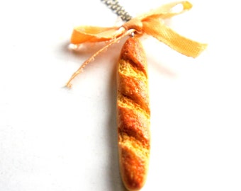 Baguette Necklace- miniature food jewelry, Parisian necklace