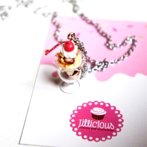 Ice Cream Sundae Necklace- miniature food jewelry, dessert necklace, ice cream necklace