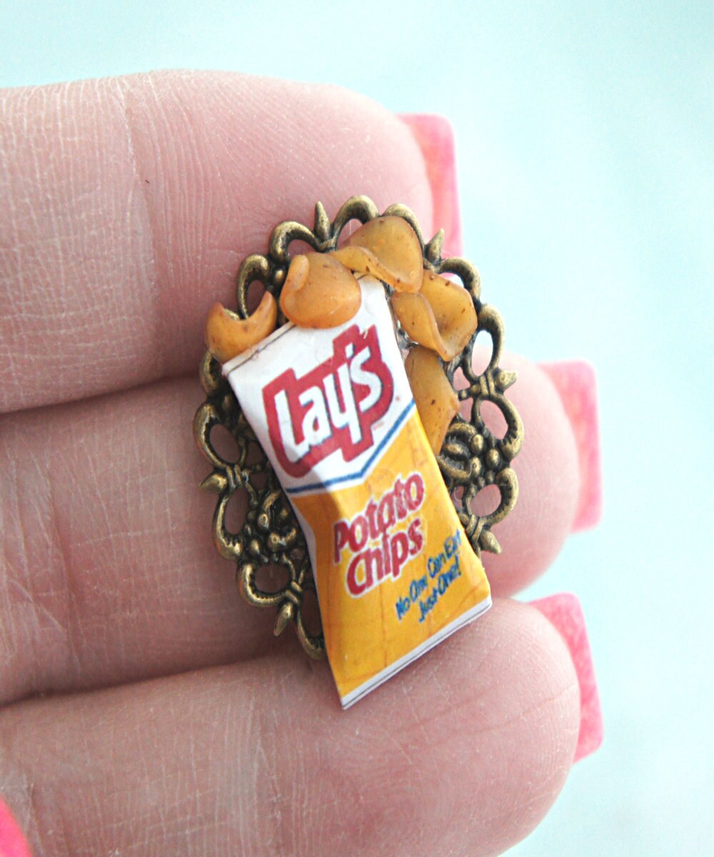 Potato chips ring miniature food jewelry junk food jewelry Etsy